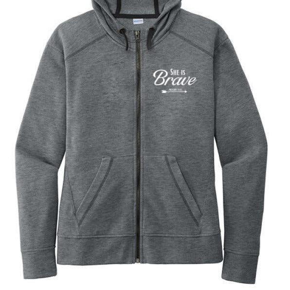 She Is Brave Women's Christian Full-zip Hooded Jacket - ClaimedbyGodDesigns
