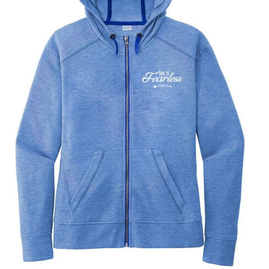 She Is Fearless Women's Christian Full-Zip Hooded Jacket - ClaimedbyGodDesigns