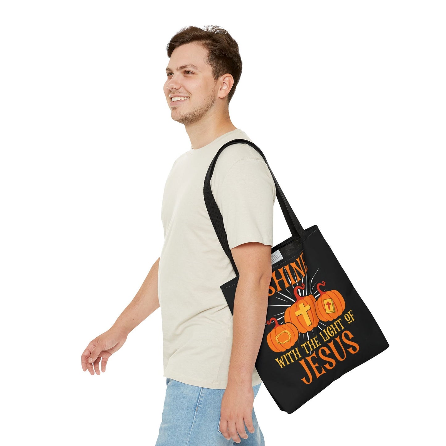 Shine With The Light Of Jesus Halloween Christian Tote Bag - ClaimedbyGodDesigns