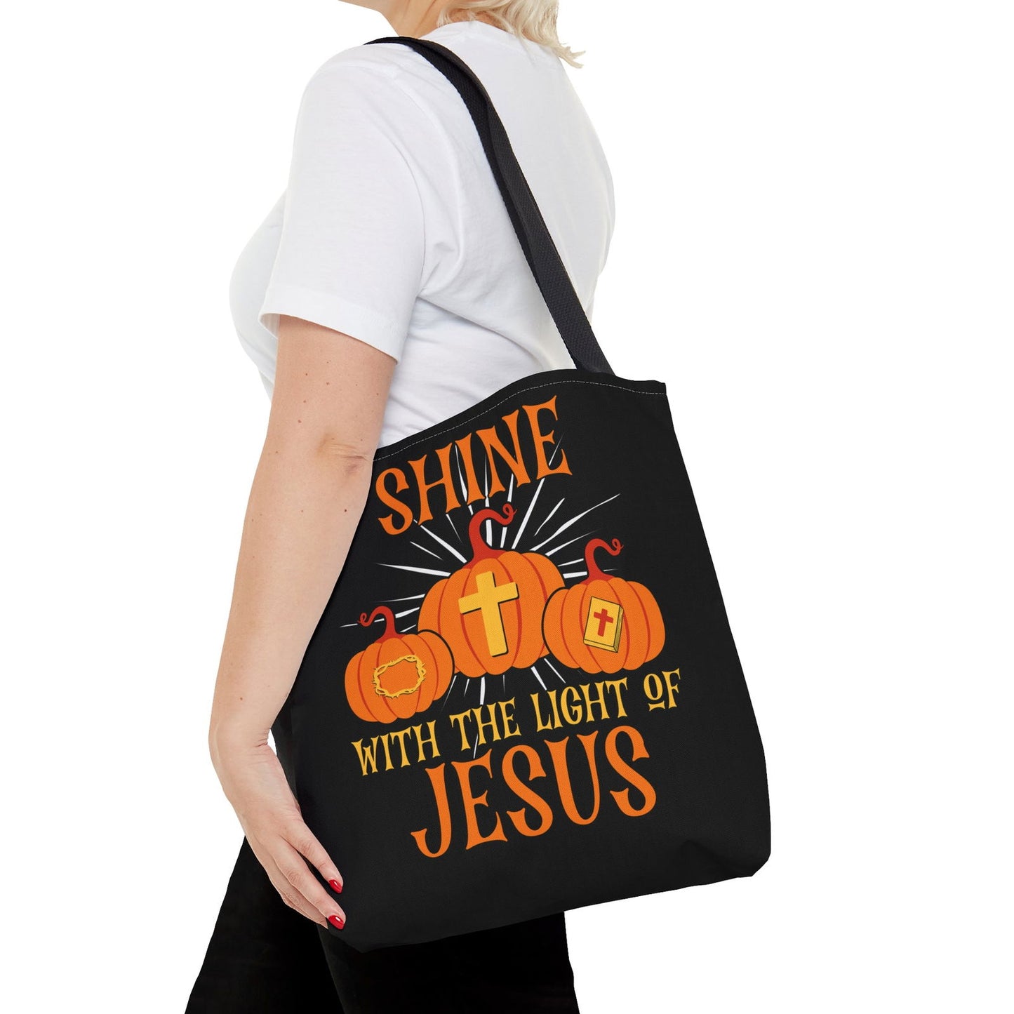 Shine With The Light Of Jesus Halloween Christian Tote Bag - ClaimedbyGodDesigns