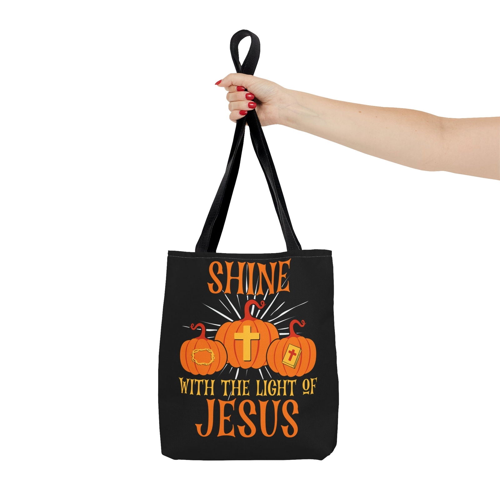 Shine With The Light Of Jesus Halloween Christian Tote Bag - ClaimedbyGodDesigns