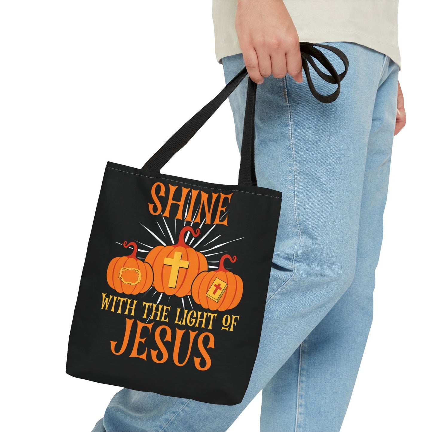 Shine With The Light Of Jesus Halloween Christian Tote Bag - ClaimedbyGodDesigns