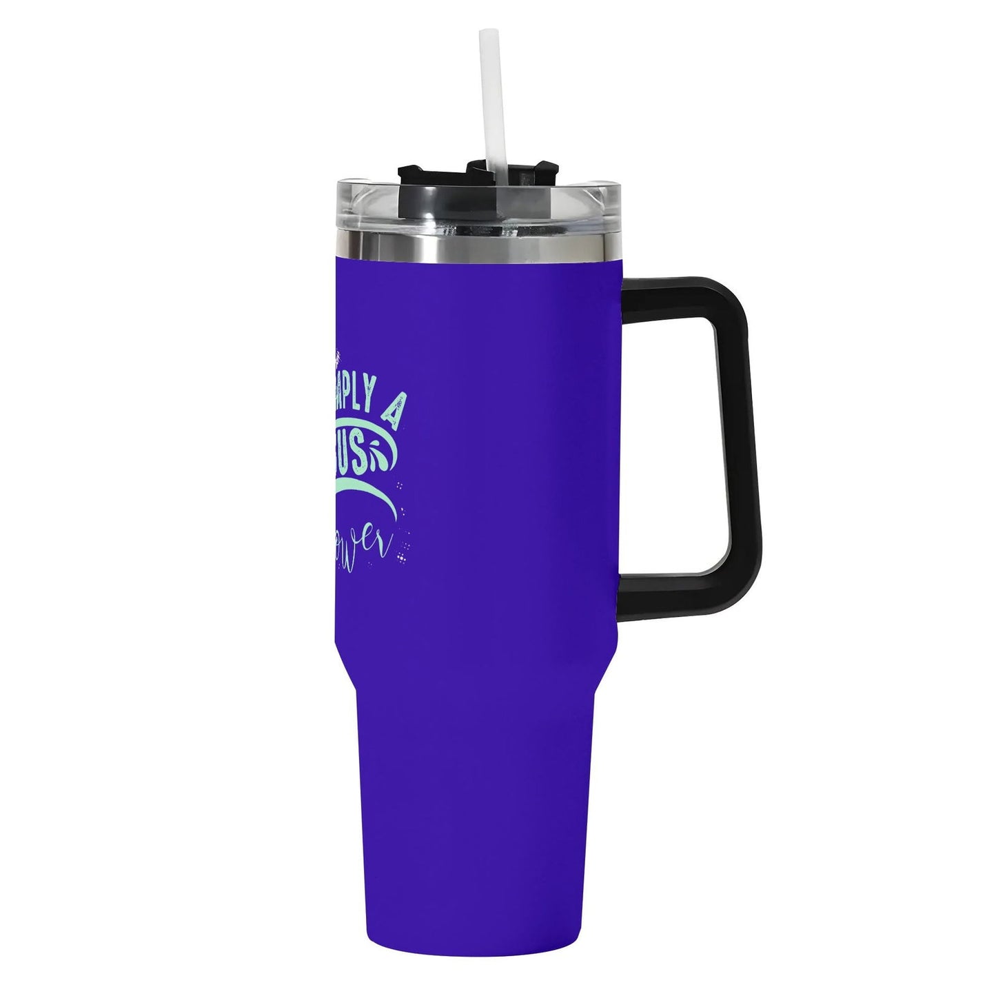 Simply A Jesus Follower 40oz Stainless Steel Christian Tumbler Gift With Black Handle and Straw - ClaimedbyGodDesigns