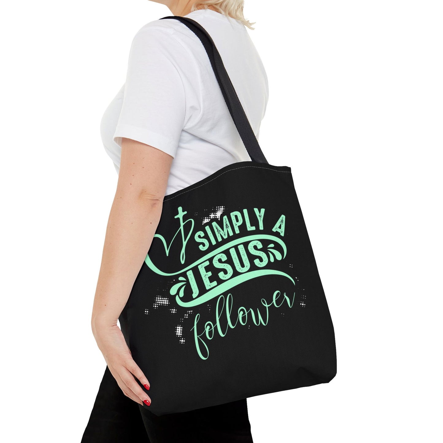 Simply A Jesus Follower Christian Tote Bag - ClaimedbyGodDesigns