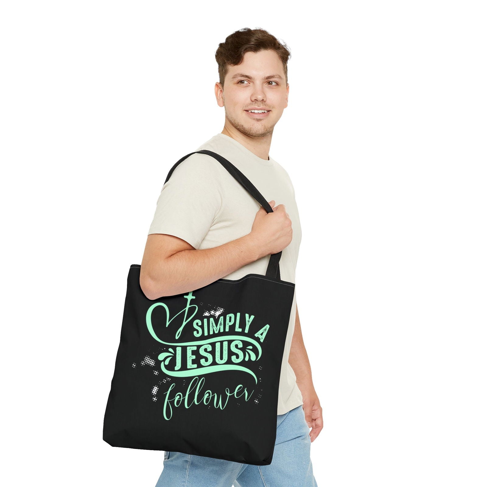 Simply A Jesus Follower Christian Tote Bag - ClaimedbyGodDesigns