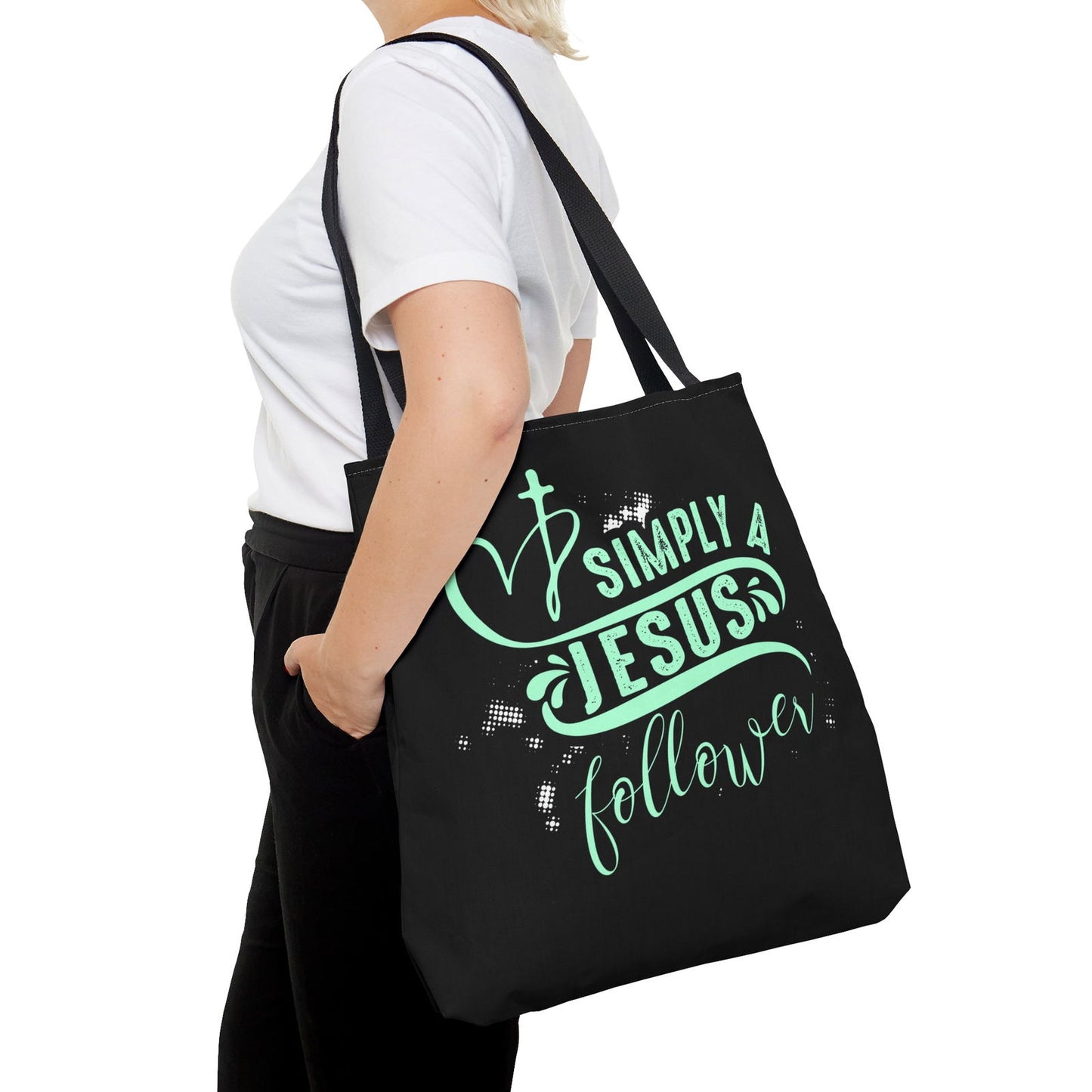 Simply A Jesus Follower Christian Tote Bag - ClaimedbyGodDesigns