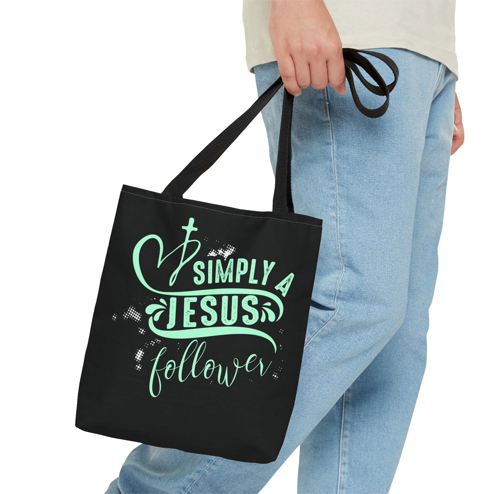 Simply A Jesus Follower Christian Tote Bag - ClaimedbyGodDesigns