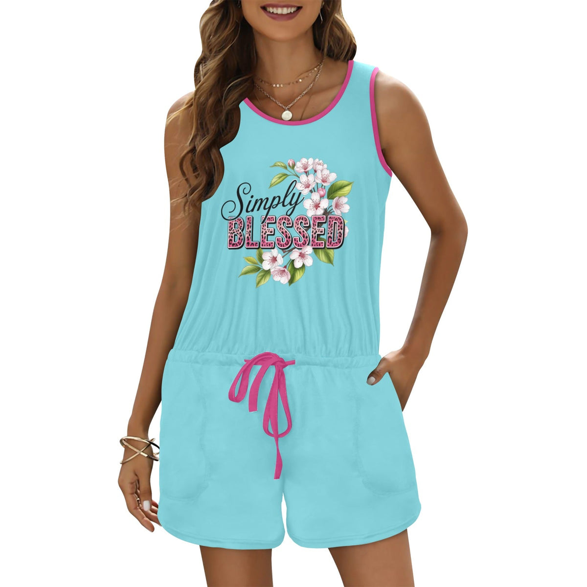 Simply Blessed 2 Women's Christian Short Jumpsuit - ClaimedbyGodDesigns