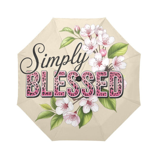 Simply Blessed Auto-Foldable Christian Umbrella - ClaimedbyGodDesigns
