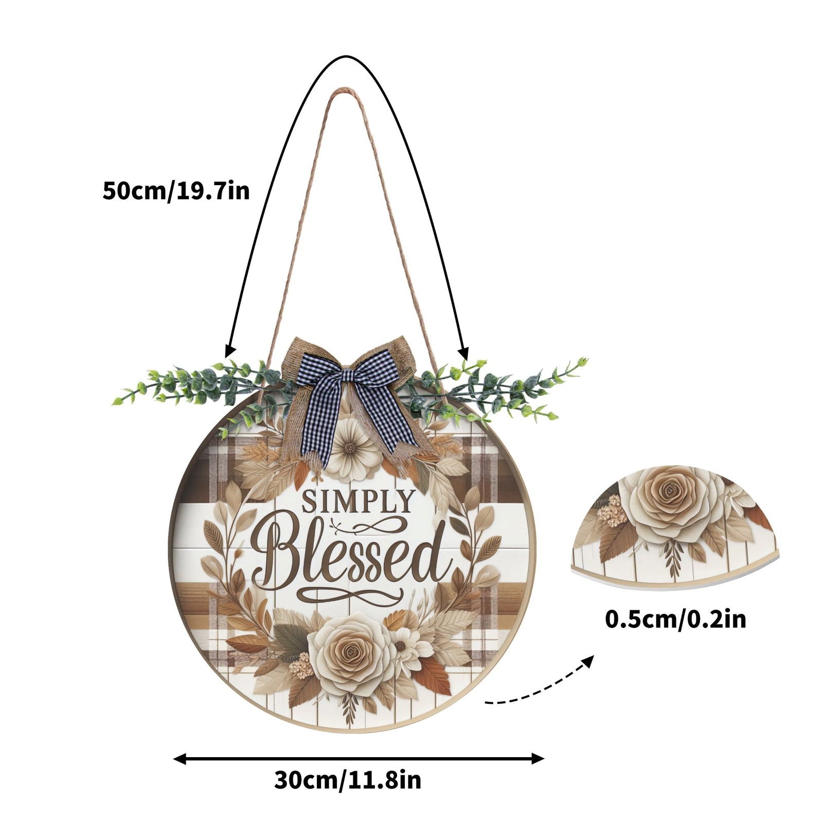 Simply Blessed Round Acrylic Hanging Welcome Sign Front for Door Decoration Wall Sign - ClaimedbyGodDesigns