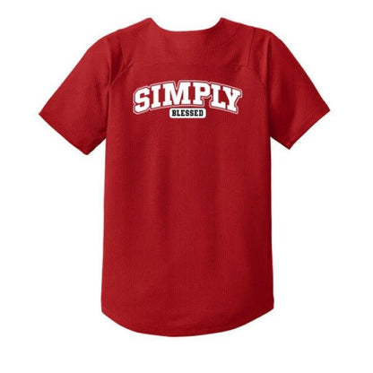 Simply Blessed Youth Christian Full-Button Jersey - ClaimedbyGodDesigns