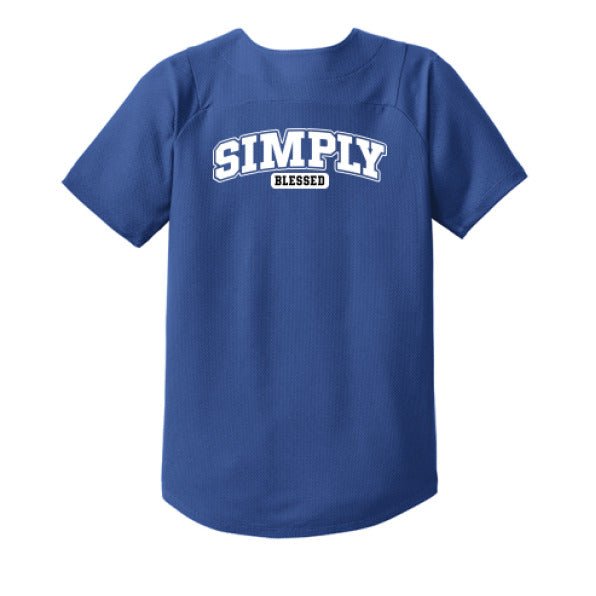 Simply Blessed Youth Christian Full-Button Jersey - ClaimedbyGodDesigns