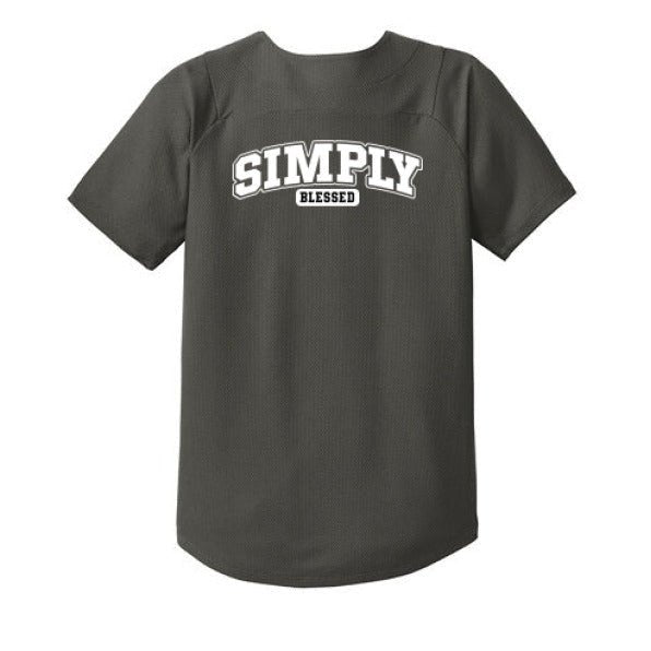 Simply Blessed Youth Christian Full-Button Jersey - ClaimedbyGodDesigns