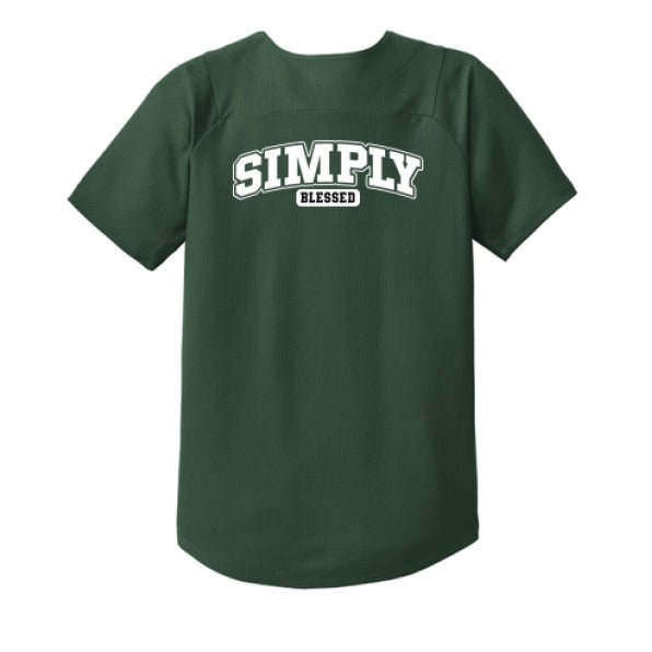 Simply Blessed Youth Christian Full-Button Jersey - ClaimedbyGodDesigns