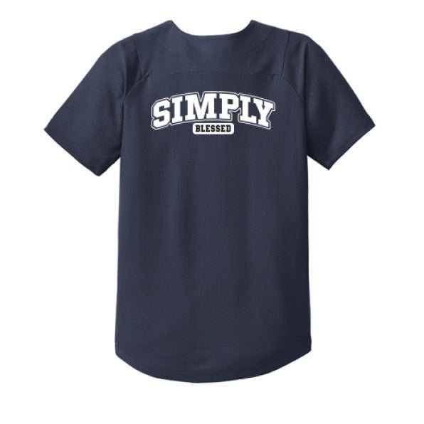 Simply Blessed Youth Christian Full-Button Jersey - ClaimedbyGodDesigns