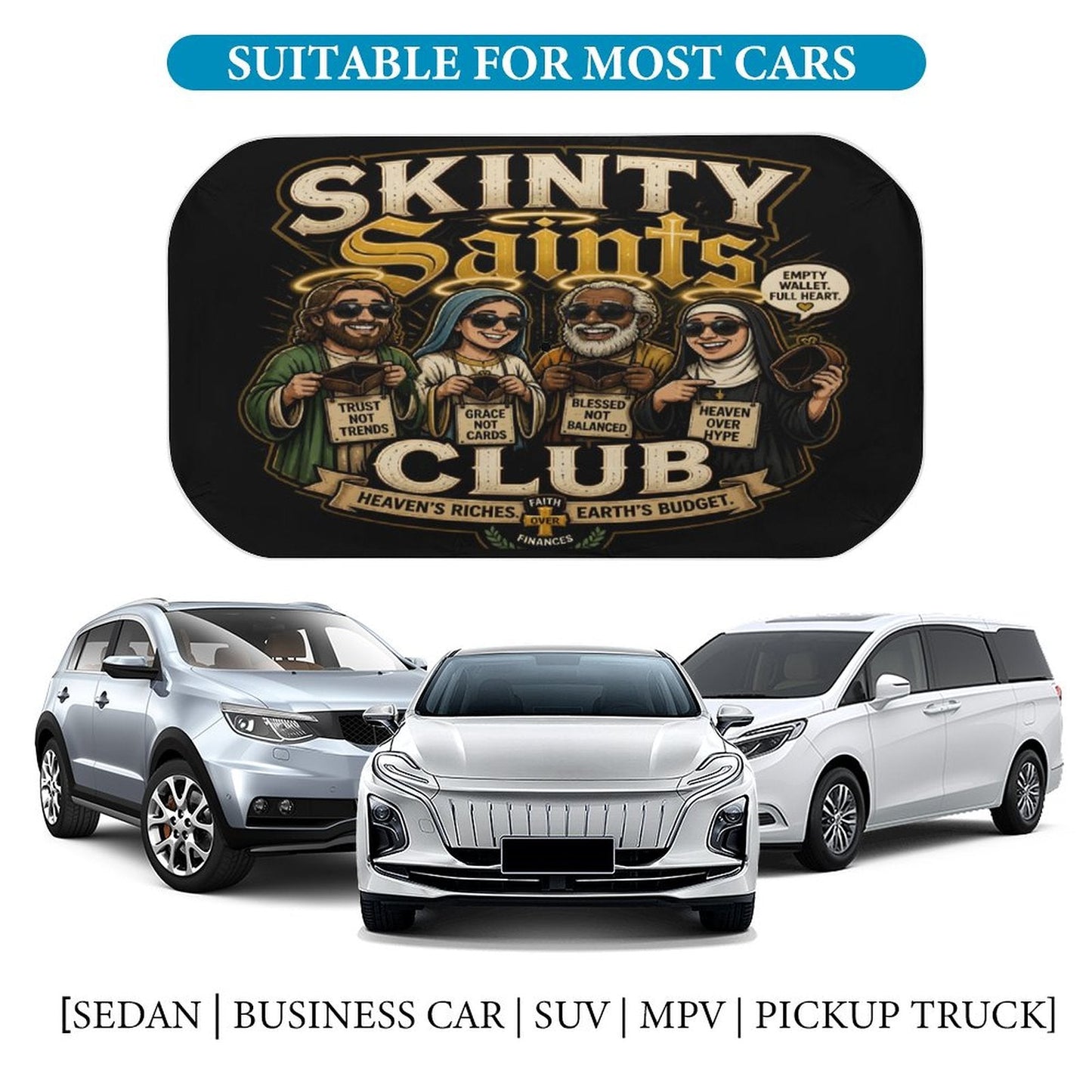 Skinty Saints Clubs Funny Christian Car Sunshade Umbrella - ClaimedbyGodDesigns