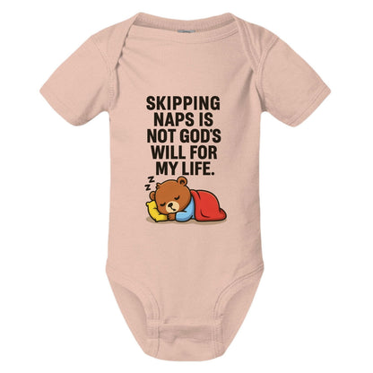Skipping Naps Is Not His Will For My Life Funny Baby Christian Jumpsuit - ClaimedbyGodDesigns