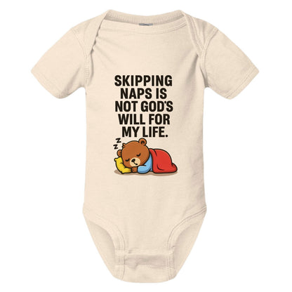 Skipping Naps Is Not His Will For My Life Funny Baby Christian Jumpsuit - ClaimedbyGodDesigns