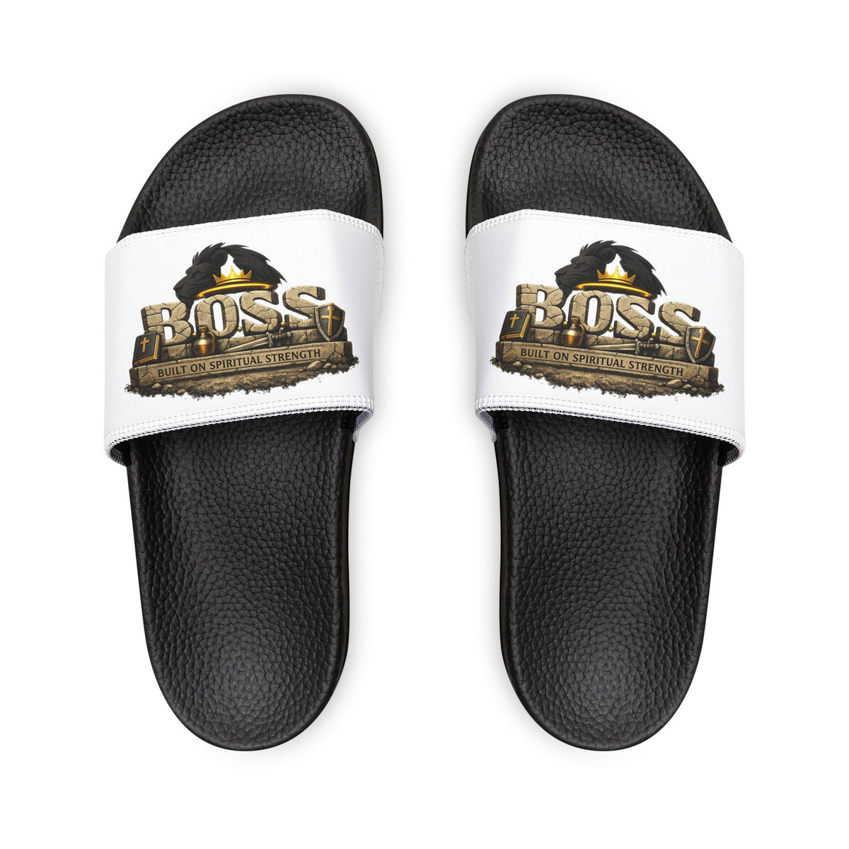 Slides — "BOSS" Logo Removable-Strap Men's Christian Sandals - ClaimedbyGodDesigns