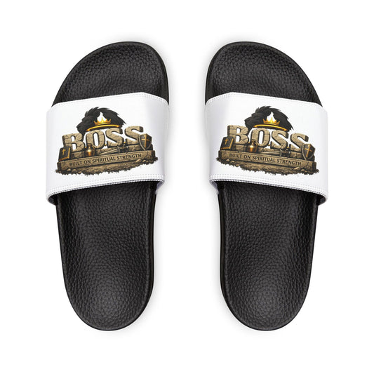 Slides — "BOSS" Logo Removable-Strap Men's Christian Sandals - ClaimedbyGodDesigns