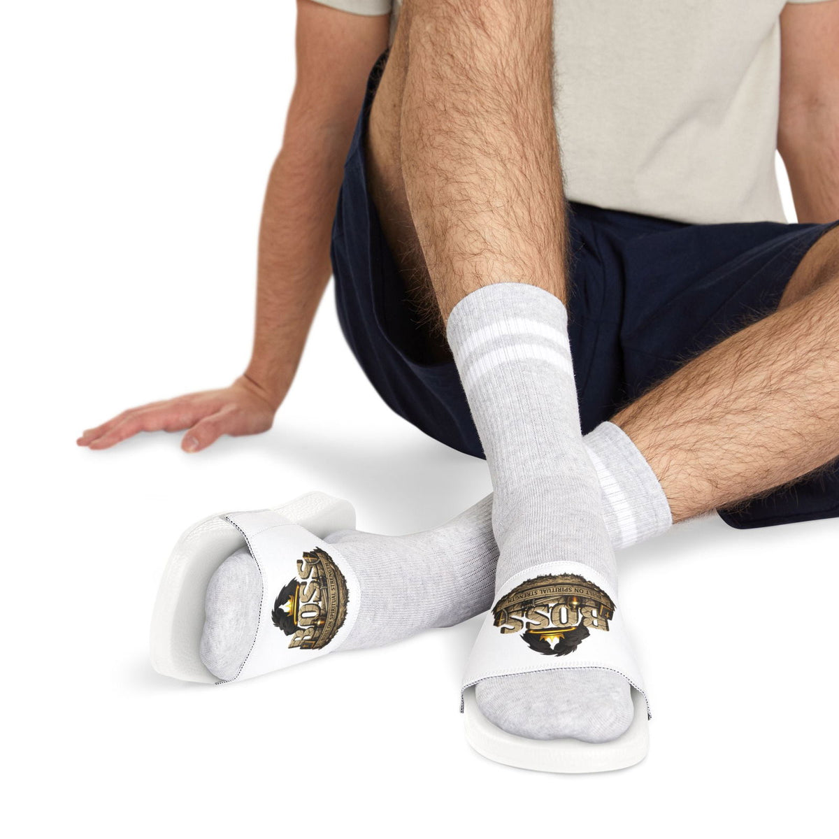 Slides — "BOSS" Logo Removable-Strap Men's Christian Sandals - ClaimedbyGodDesigns