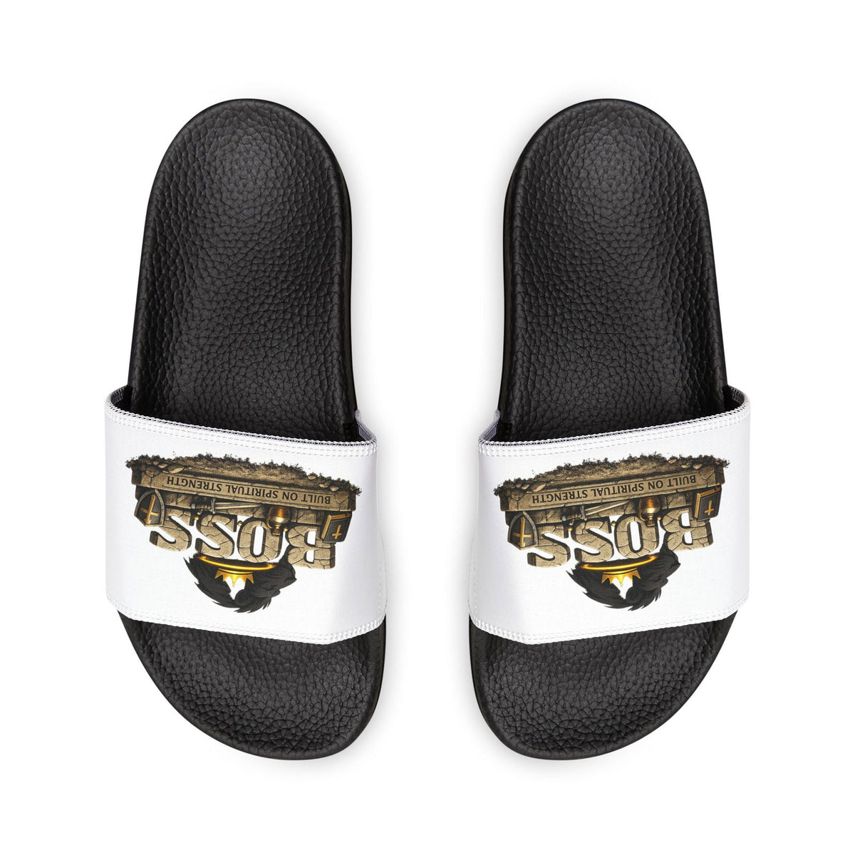 Slides — "BOSS" Logo Removable-Strap Men's Christian Sandals - ClaimedbyGodDesigns