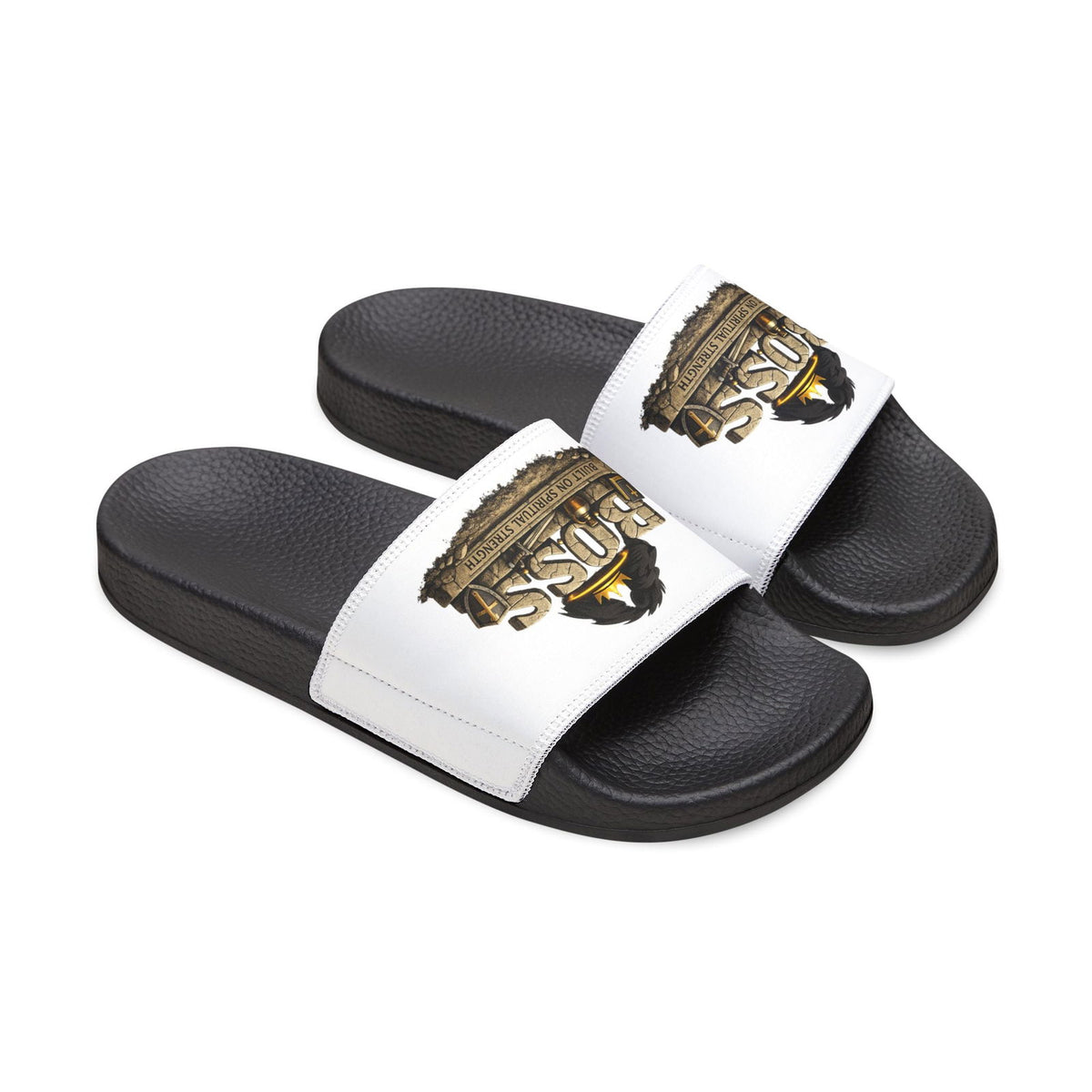 Slides — "BOSS" Logo Removable-Strap Men's Christian Sandals - ClaimedbyGodDesigns