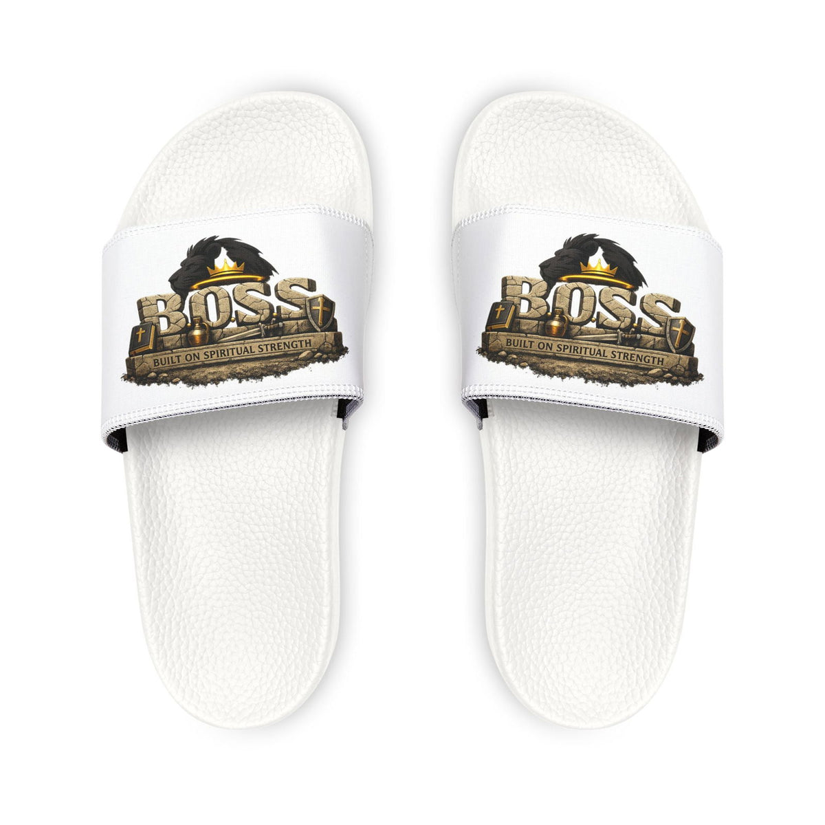 Slides — "BOSS" Logo Removable-Strap Men's Christian Sandals - ClaimedbyGodDesigns