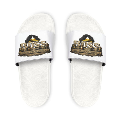 Slides — "BOSS" Logo Removable-Strap Men's Christian Sandals - ClaimedbyGodDesigns