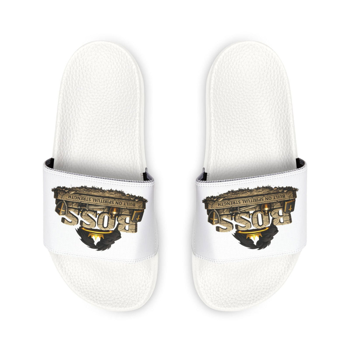 Slides — "BOSS" Logo Removable-Strap Men's Christian Sandals - ClaimedbyGodDesigns
