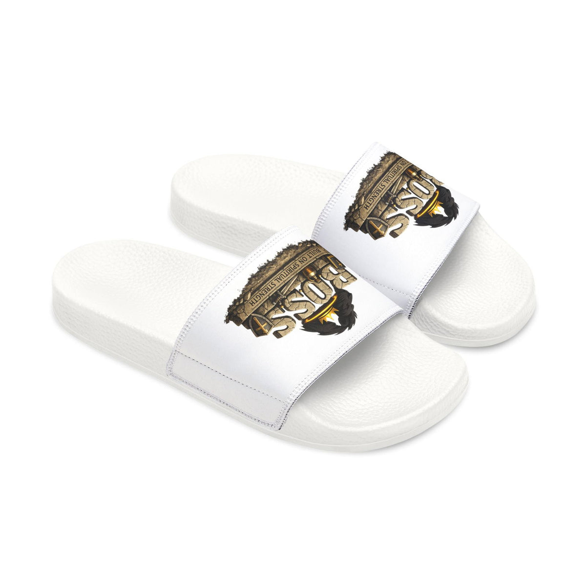 Slides — "BOSS" Logo Removable-Strap Men's Christian Sandals - ClaimedbyGodDesigns