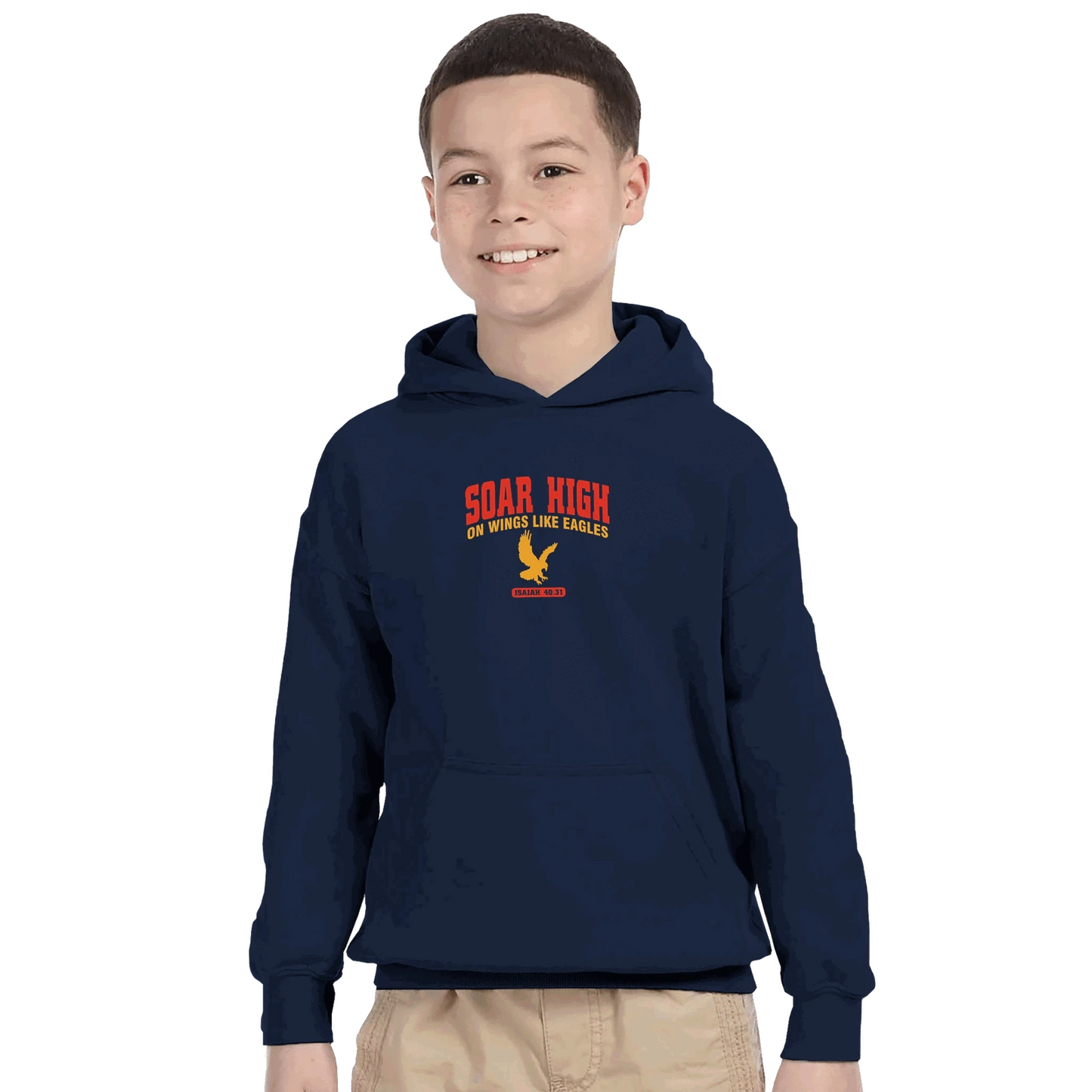Soar High Youth Christian Pullover Hooded Sweatshirt - ClaimedbyGodDesigns