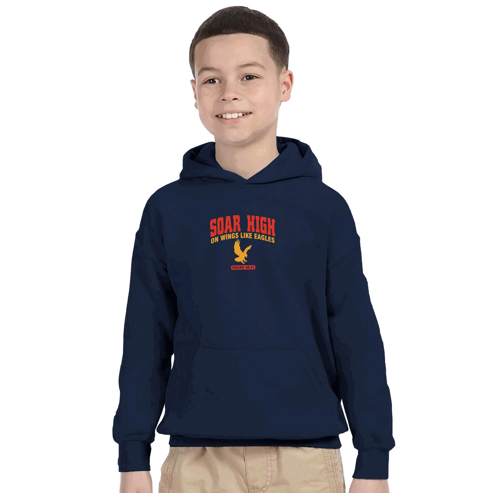 Soar High Youth Christian Pullover Hooded Sweatshirt - ClaimedbyGodDesigns