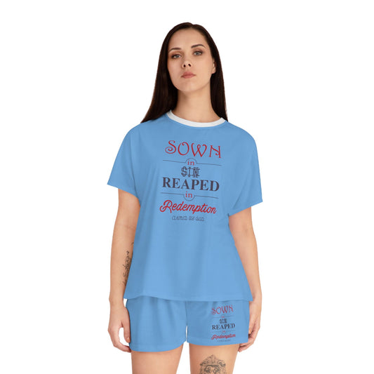 Sown In Sin Reaped In Redemption Women's Christian Short Pajama Set - ClaimedbyGodDesigns