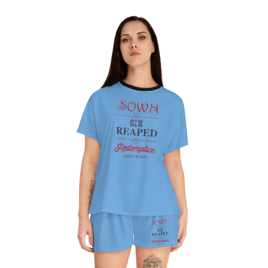 Sown In Sin Reaped In Redemption Women's Christian Short Pajama Set - ClaimedbyGodDesigns