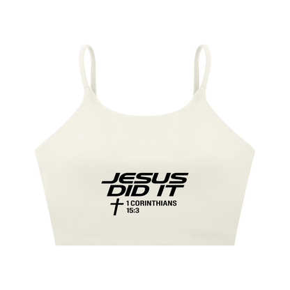 Jesus Did It Women's Christian Spaghetti Strap Yoga Sports Bra - ClaimedbyGodDesigns
