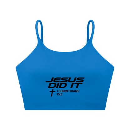 Jesus Did It Women's Christian Spaghetti Strap Yoga Sports Bra - ClaimedbyGodDesigns