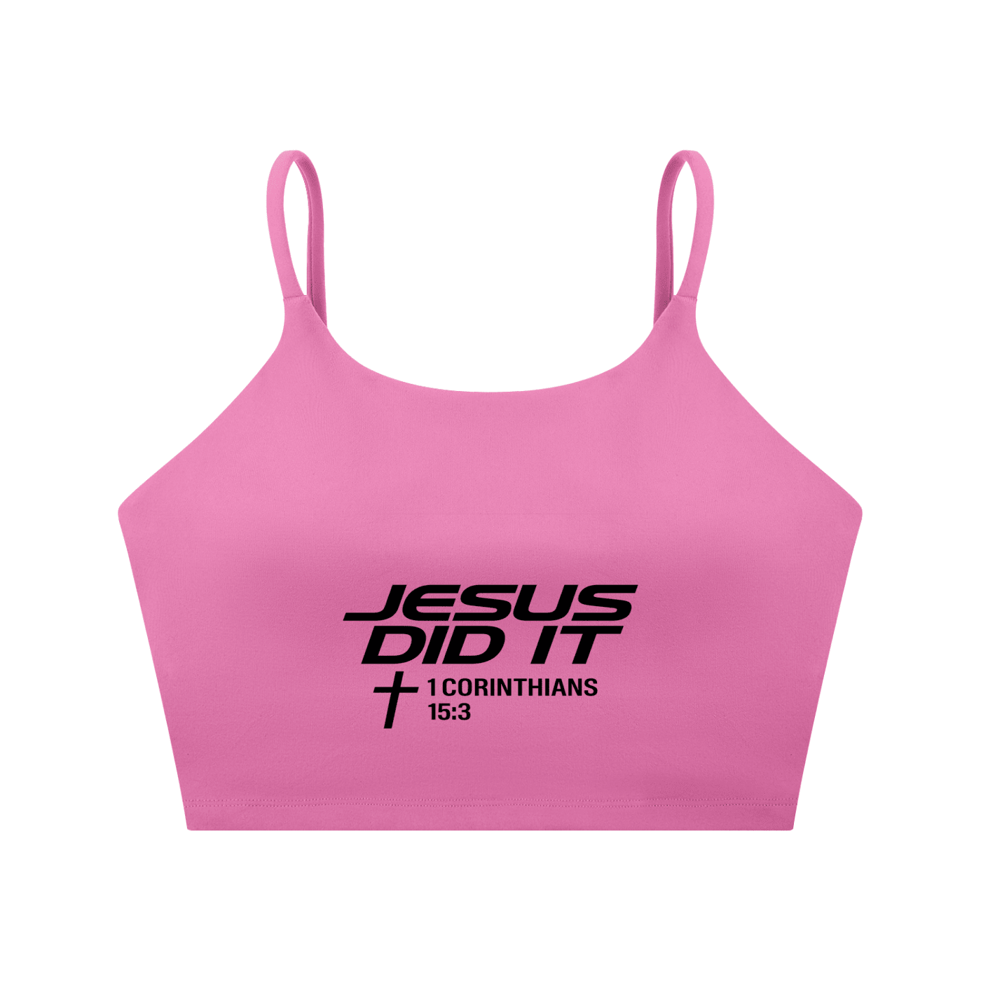 Jesus Did It Women's Christian Spaghetti Strap Yoga Sports Bra - ClaimedbyGodDesigns