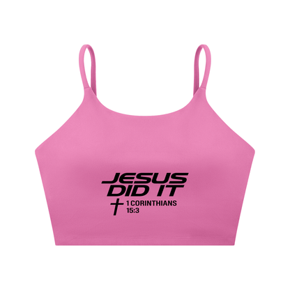 Jesus Did It Women's Christian Spaghetti Strap Yoga Sports Bra - ClaimedbyGodDesigns