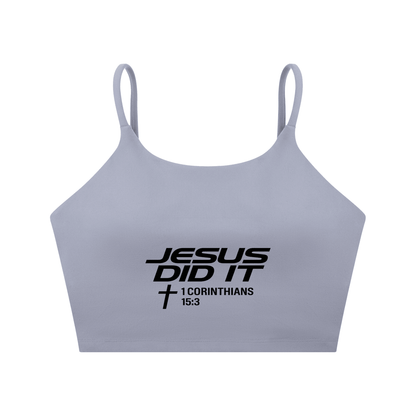 Jesus Did It Women's Christian Spaghetti Strap Yoga Sports Bra - ClaimedbyGodDesigns