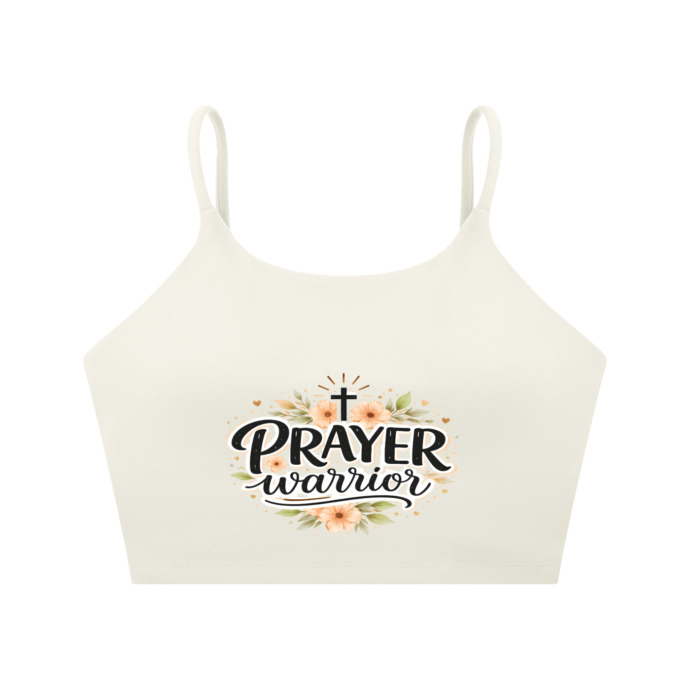 Prayer Warrior Women's Christian Spaghetti Strap Yoga Sports Bra - ClaimedbyGodDesigns