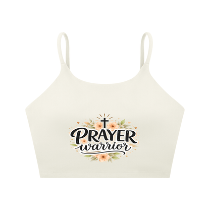 Prayer Warrior Women's Christian Spaghetti Strap Yoga Sports Bra - ClaimedbyGodDesigns