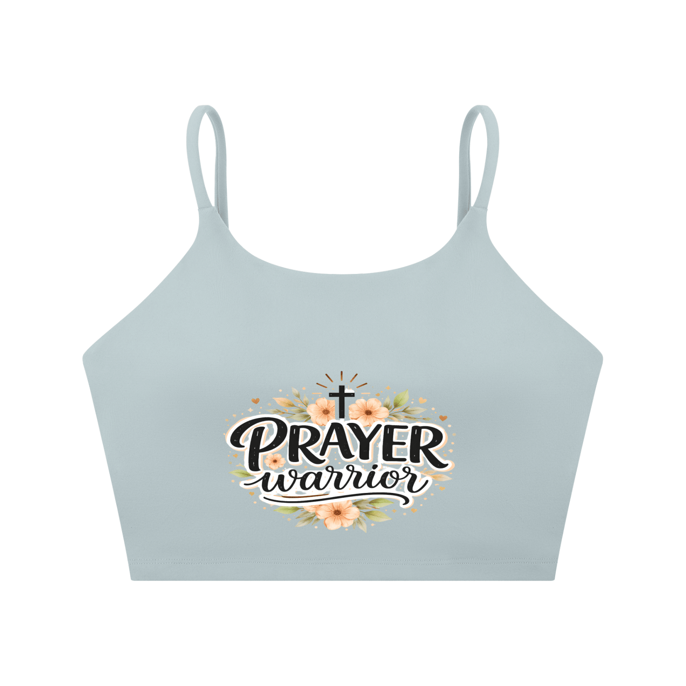 Prayer Warrior Women's Christian Spaghetti Strap Yoga Sports Bra - ClaimedbyGodDesigns