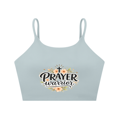 Prayer Warrior Women's Christian Spaghetti Strap Yoga Sports Bra - ClaimedbyGodDesigns