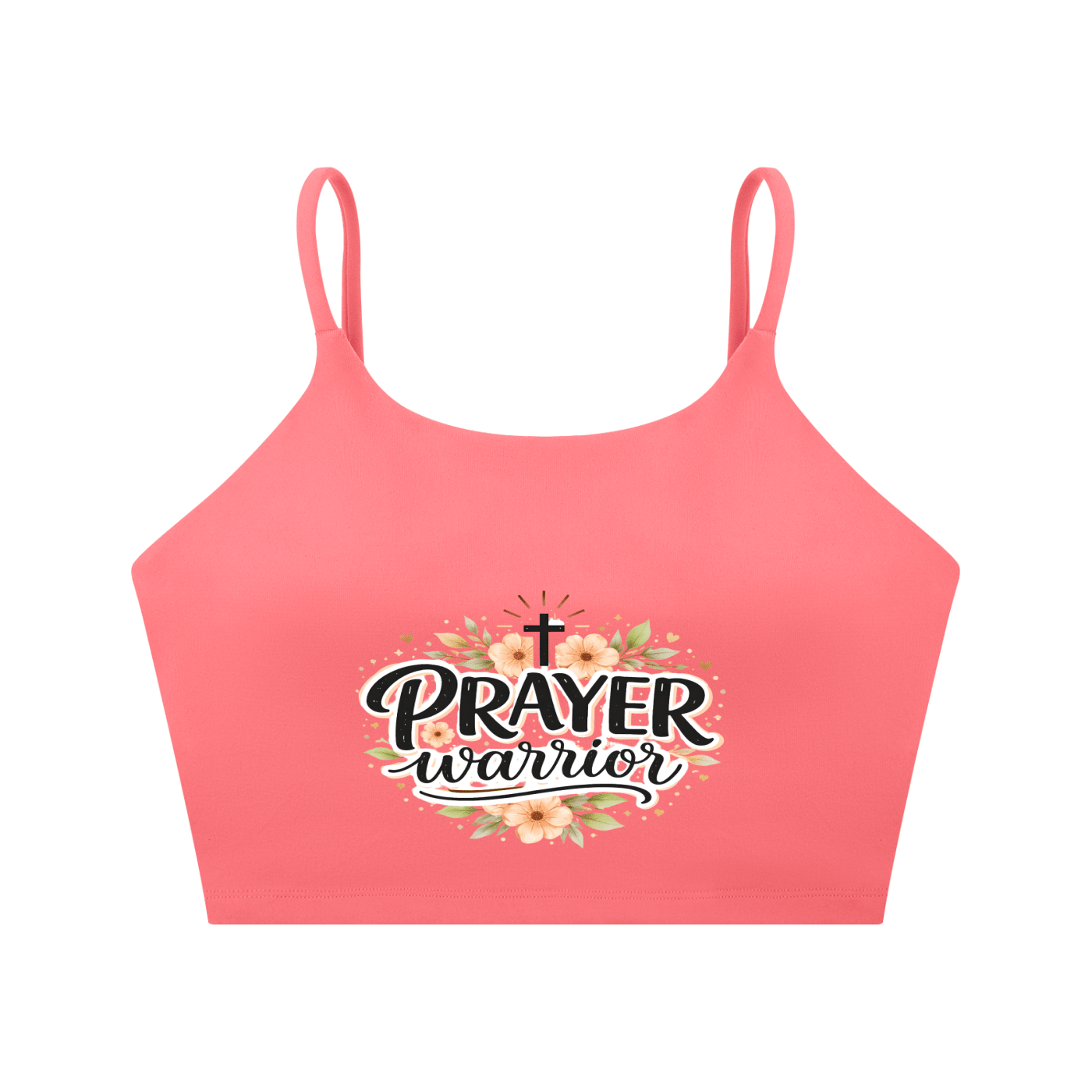 Prayer Warrior Women's Christian Spaghetti Strap Yoga Sports Bra - ClaimedbyGodDesigns