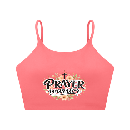 Prayer Warrior Women's Christian Spaghetti Strap Yoga Sports Bra - ClaimedbyGodDesigns
