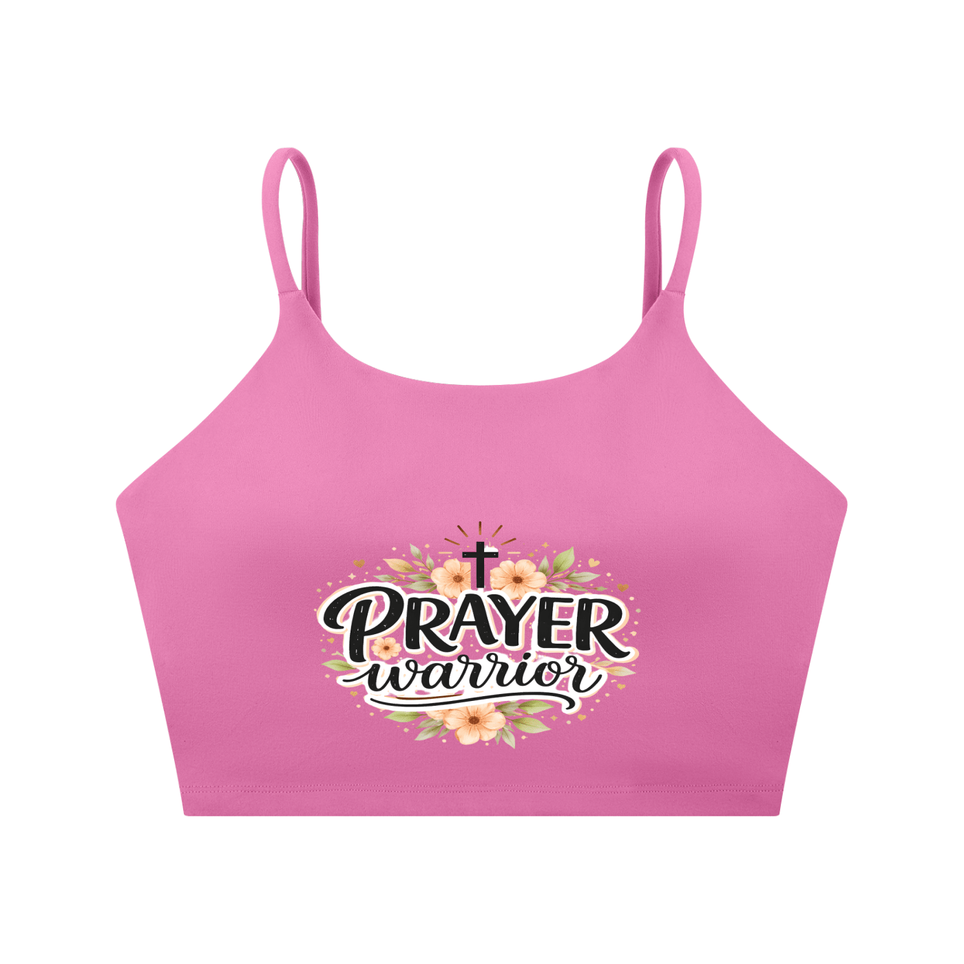 Prayer Warrior Women's Christian Spaghetti Strap Yoga Sports Bra - ClaimedbyGodDesigns