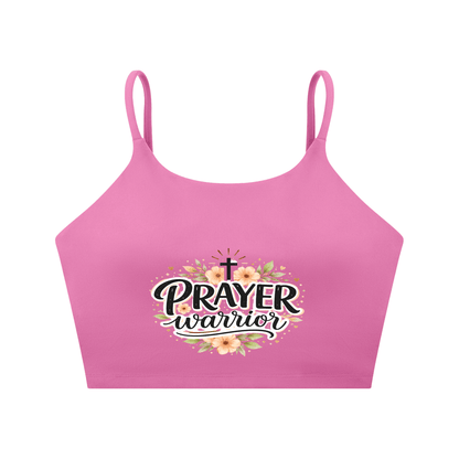 Prayer Warrior Women's Christian Spaghetti Strap Yoga Sports Bra - ClaimedbyGodDesigns