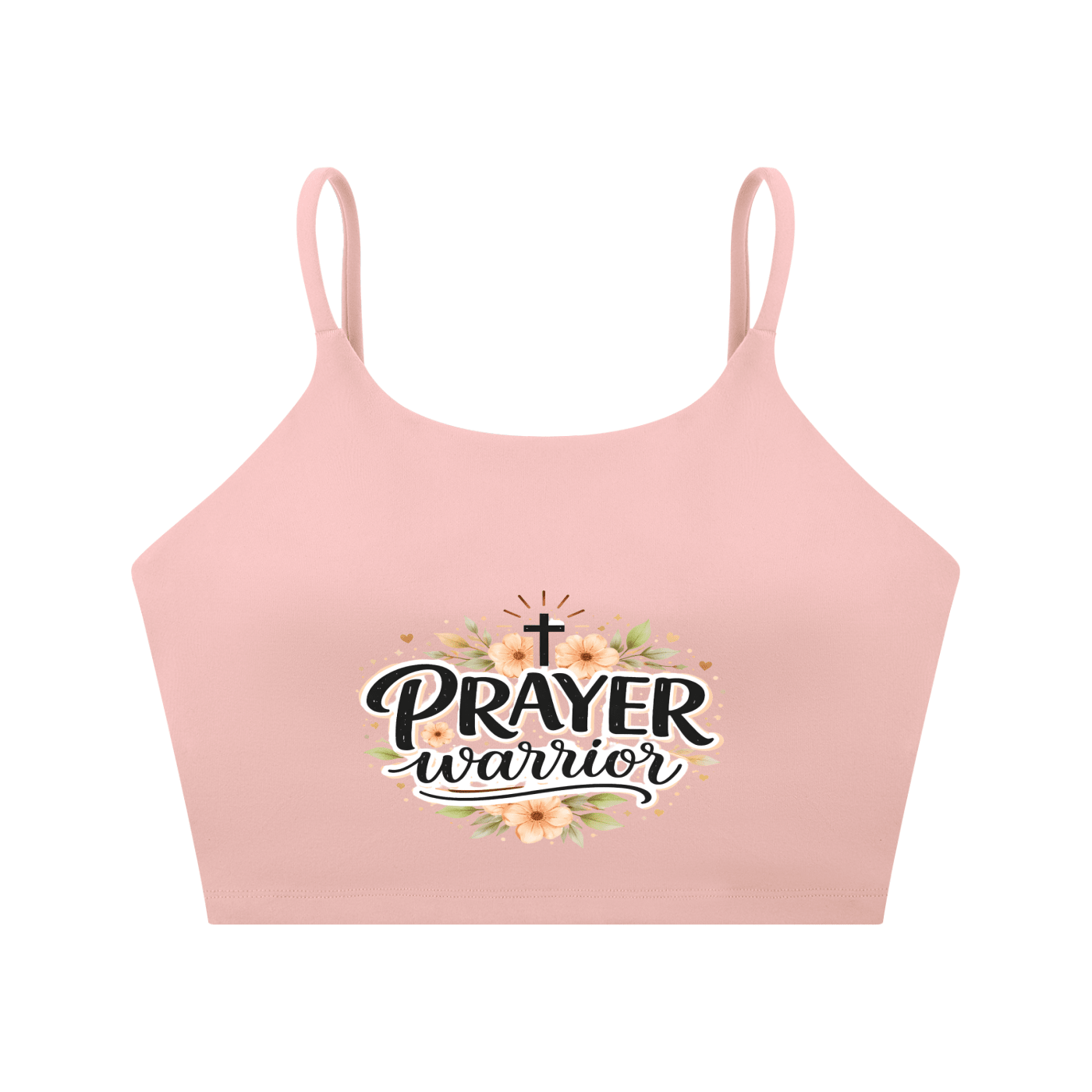 Prayer Warrior Women's Christian Spaghetti Strap Yoga Sports Bra - ClaimedbyGodDesigns