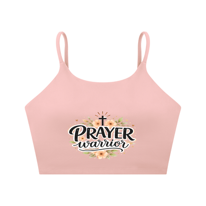 Prayer Warrior Women's Christian Spaghetti Strap Yoga Sports Bra - ClaimedbyGodDesigns